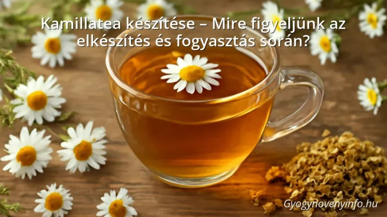 Cup of chamomile tea with fresh and dried chamomile flowers on a wooden surface